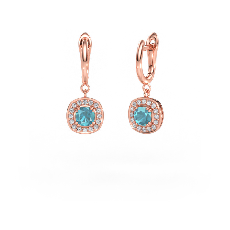 Immagine di Orecchini pendenti Marlotte 1 585 oro rosa Topazio blu 5 mm