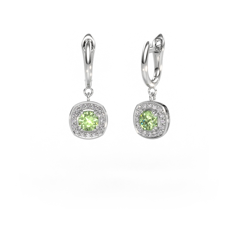 Image de Pendants d'oreilles Marlotte 1 950 platine Diamants synthétiques vert 5 mm