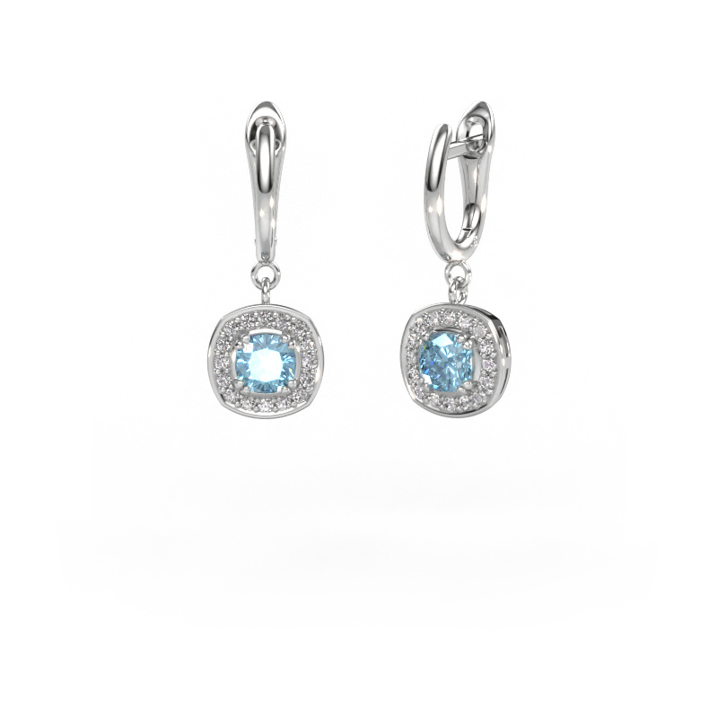 Image of Drop earrings Marlotte 1 950 platinum Blue lab grown diamond 5 mm