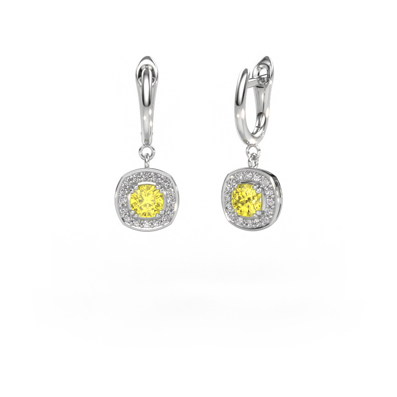 Image of Drop earrings Marlotte 1 950 platinum Yellow lab grown diamond 5 mm