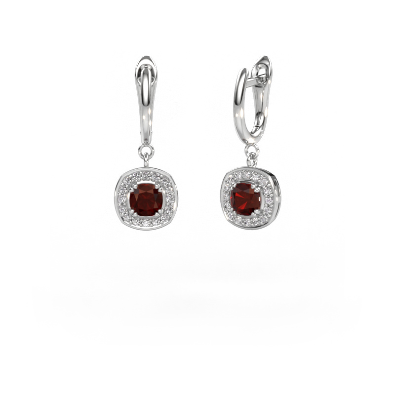 Image of Drop earrings Marlotte 1 950 platinum Garnet 5 mm