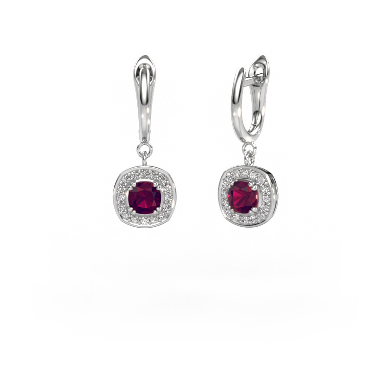 Image of Drop earrings Marlotte 1 950 platinum Rhodolite 5 mm