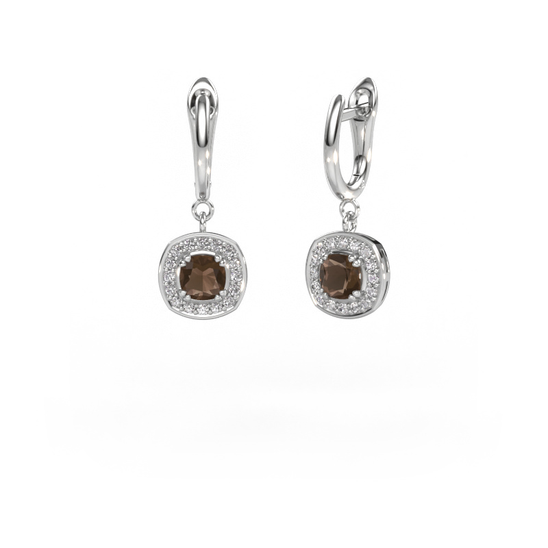 Image of Drop earrings Marlotte 1 950 platinum Smokey quartz 5 mm