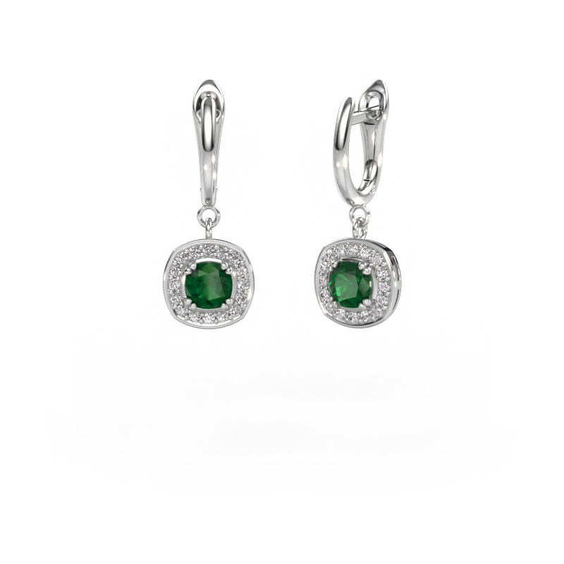 Image of Drop earrings Marlotte 1 950 platinum Emerald 5 mm