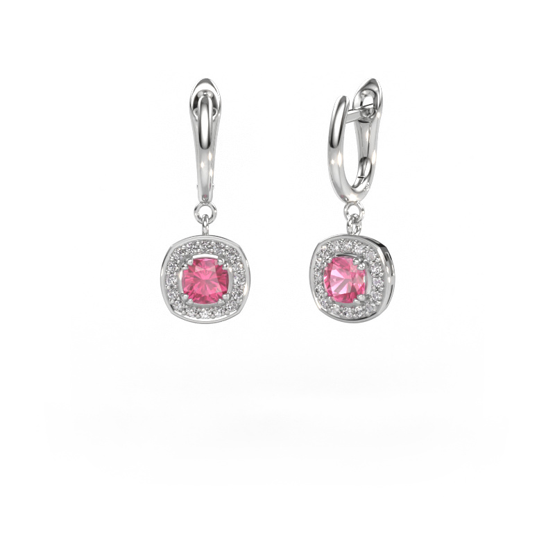Image of Drop earrings Marlotte 1 950 platinum Pink sapphire 5 mm