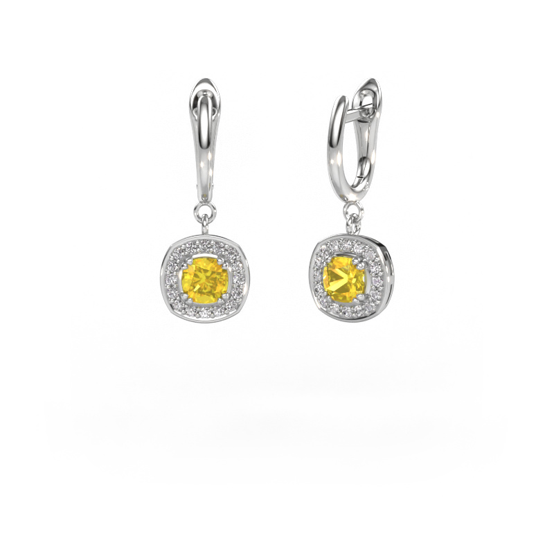 Image of Drop earrings Marlotte 1 950 platinum Yellow sapphire 5 mm