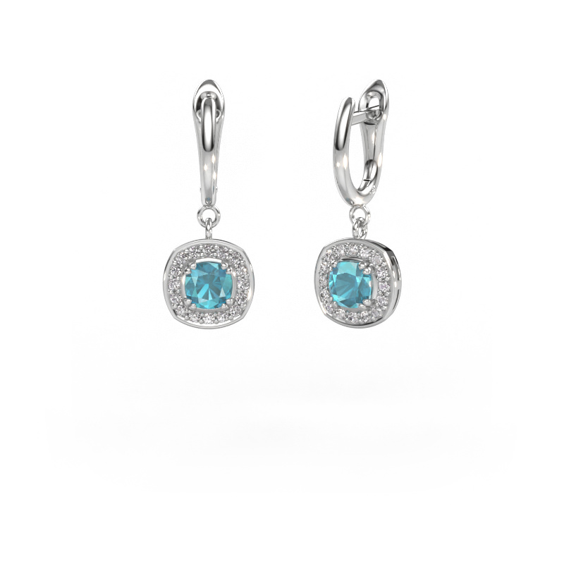 Image of Drop earrings Marlotte 1 950 platinum Blue topaz 5 mm