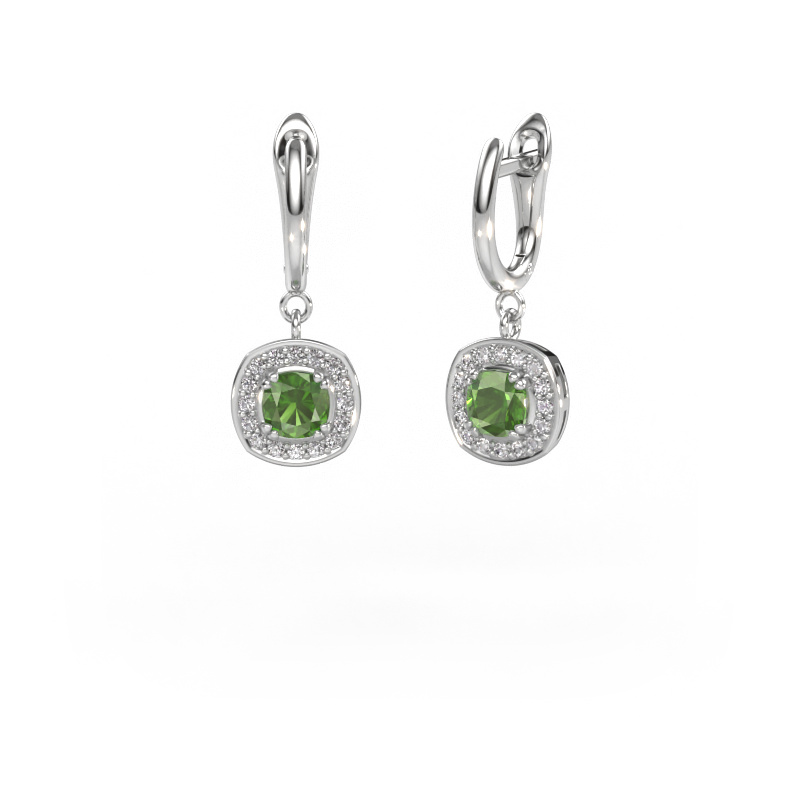 Image of Drop earrings Marlotte 1 950 platinum Tourmaline green 5 mm