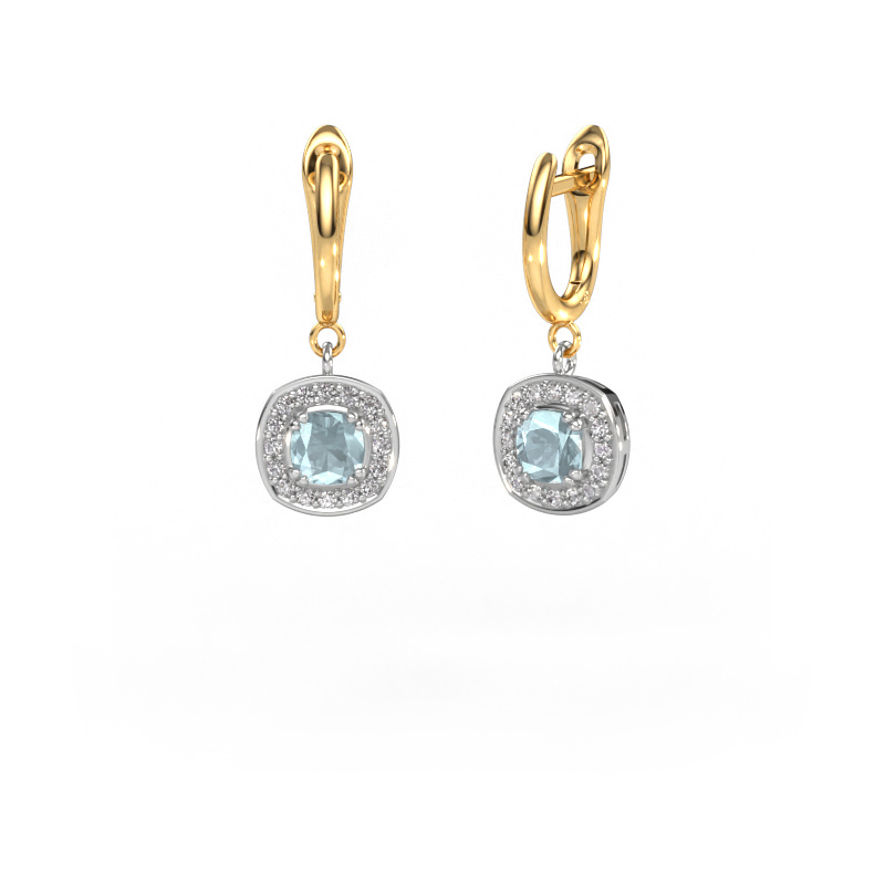 Image of Drop earrings Marlotte 1 585 white gold Aquamarine 5 mm