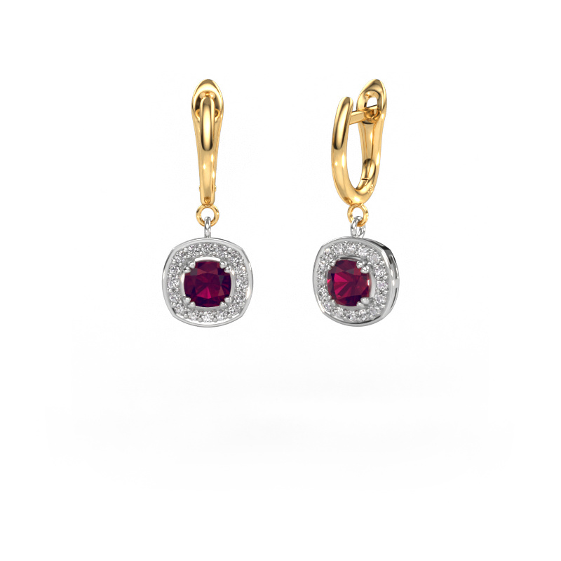 Image of Drop earrings Marlotte 1 585 white gold Rhodolite 5 mm