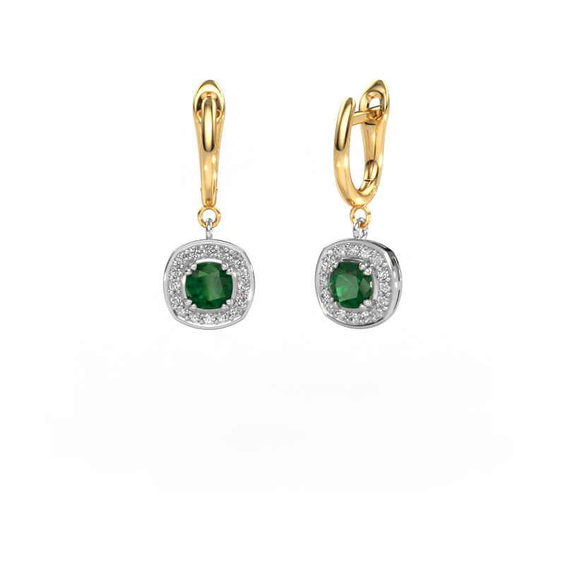 Image of Drop earrings Marlotte 1 585 white gold Emerald 5 mm