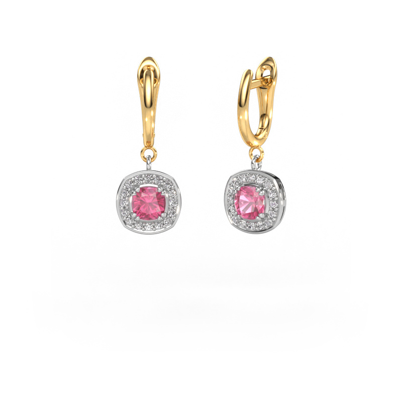 Image of Drop earrings Marlotte 1 585 white gold Pink sapphire 5 mm