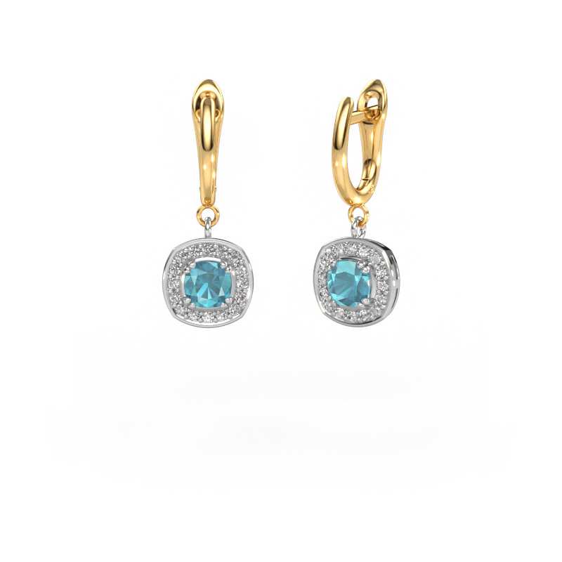 Image of Drop earrings Marlotte 1 585 white gold Blue topaz 5 mm