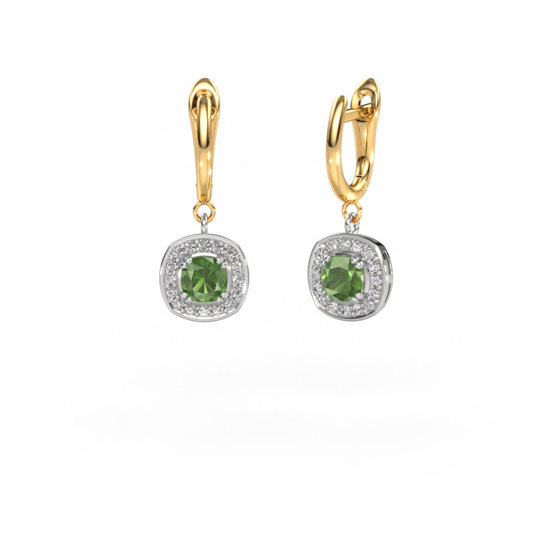 Image de Pendants d'oreilles Marlotte 1 585 or blanc Vert tourmaline 5 mm