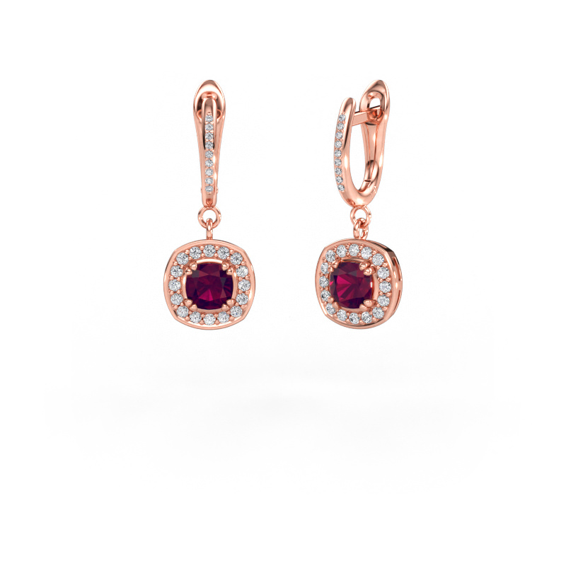 Immagine di Orecchini pendenti Marlotte 2 585 oro rosa Rodolite 5 mm