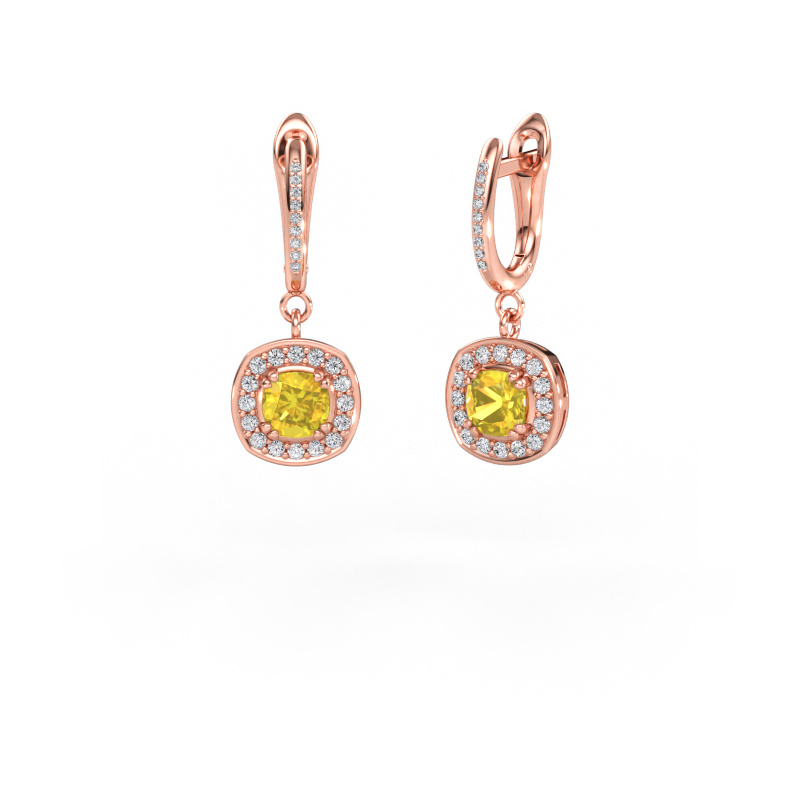 Immagine di Orecchini pendenti Marlotte 2 585 oro rosa Zaffiro giallo 5 mm