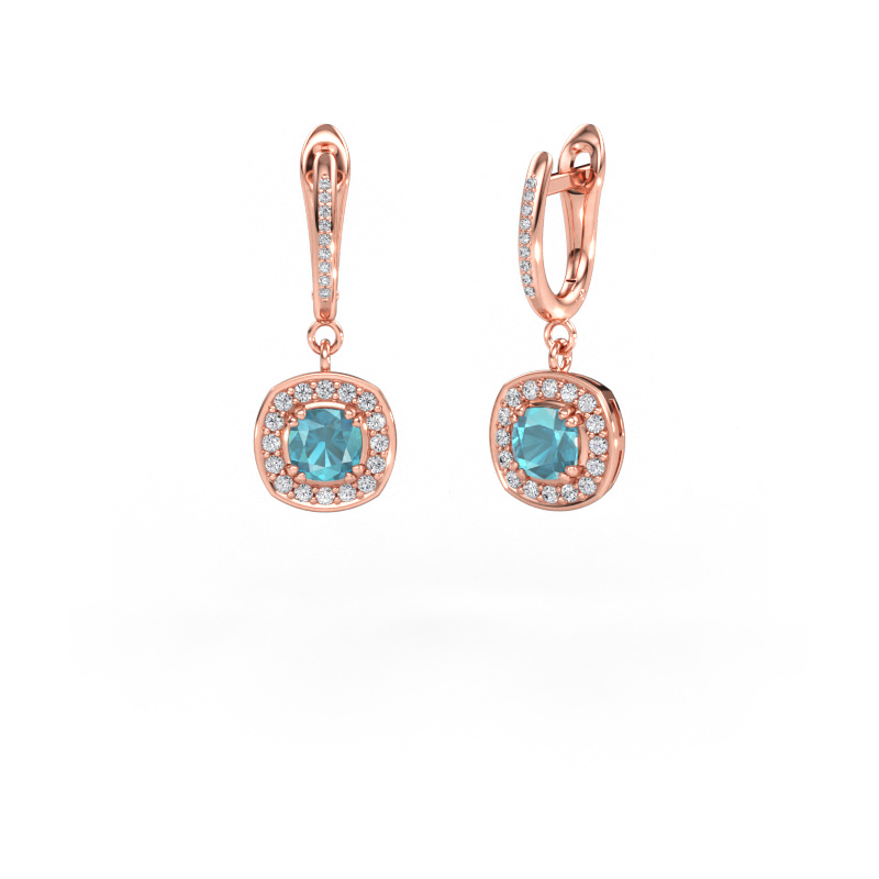 Immagine di Orecchini pendenti Marlotte 2 585 oro rosa Topazio blu 5 mm