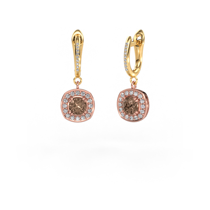 Image of Drop earrings Marlotte 2 585 rose gold Brown diamond 1.765 crt