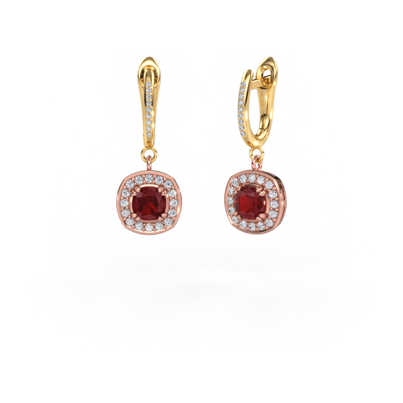 Image de Pendants d'oreilles Marlotte 2 585 or rose Rubis 5 mm