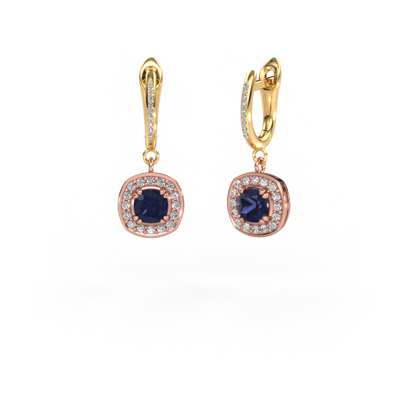 Image of Drop earrings Marlotte 2 585 rose gold Sapphire 5 mm