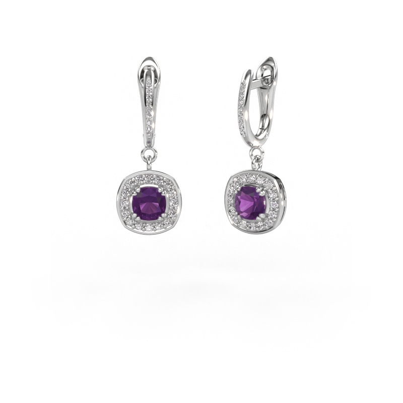 Image of Drop earrings Marlotte 2 950 platinum Amethyst 5 mm