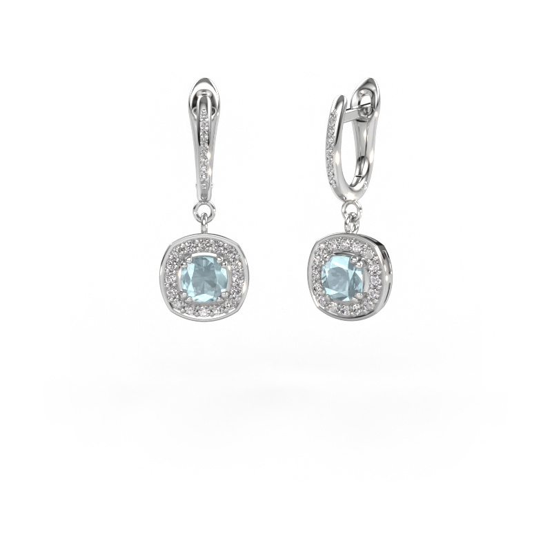 Image de Pendants d'oreilles Marlotte 2 950 platine Aigue-marine 5 mm