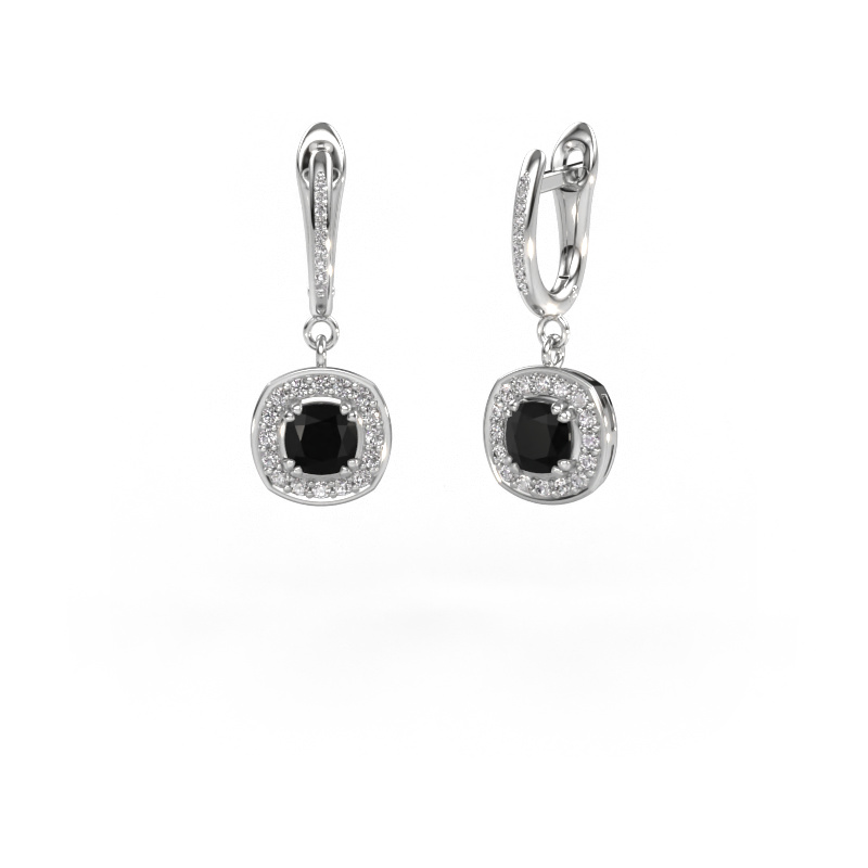 Image of Drop earrings Marlotte 2 950 platinum Black diamond 1.765 crt