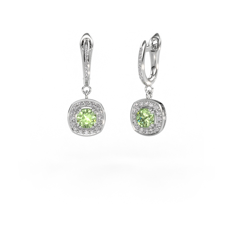 Image of Drop earrings Marlotte 2 950 platinum Green lab grown diamond 5 mm