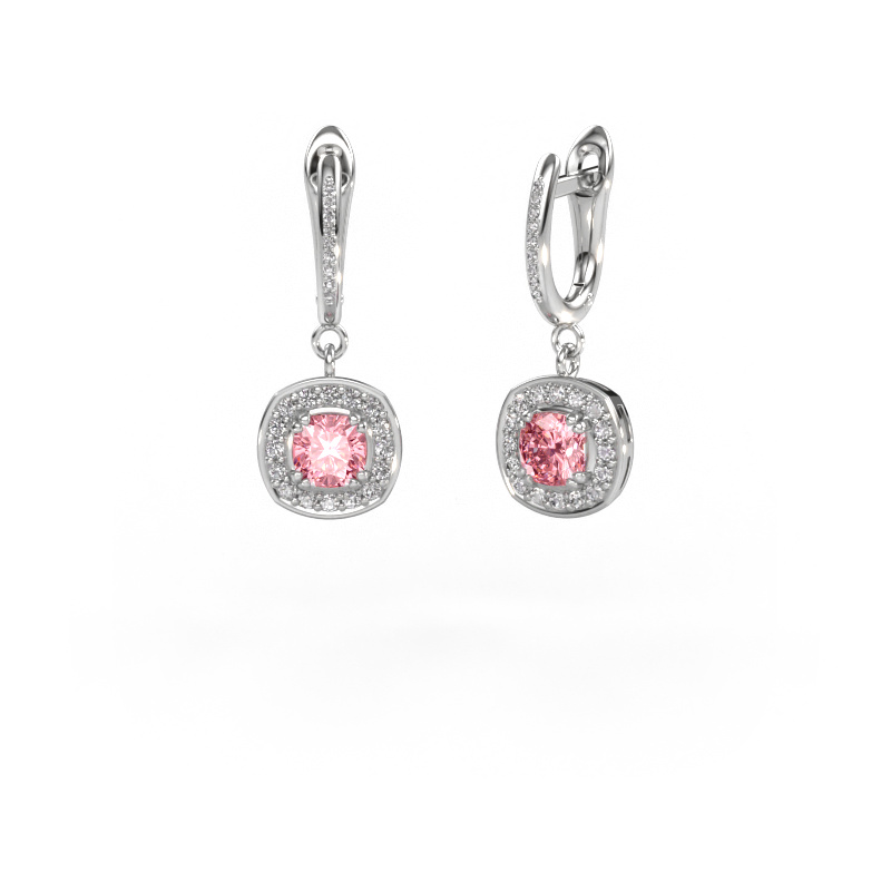 Image of Drop earrings Marlotte 2 950 platinum Pink lab grown diamond 5 mm