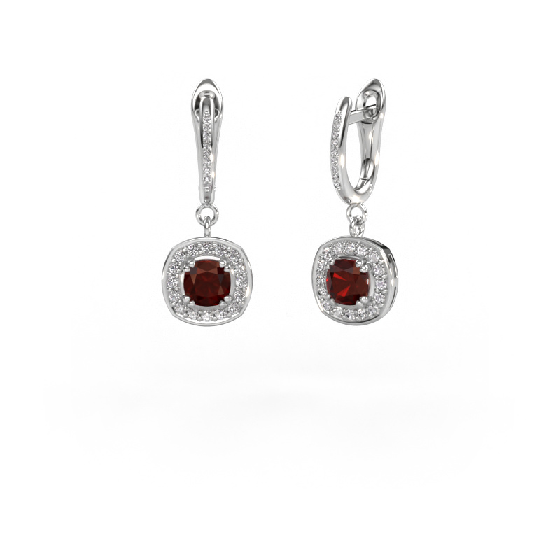 Image of Drop earrings Marlotte 2 950 platinum Garnet 5 mm