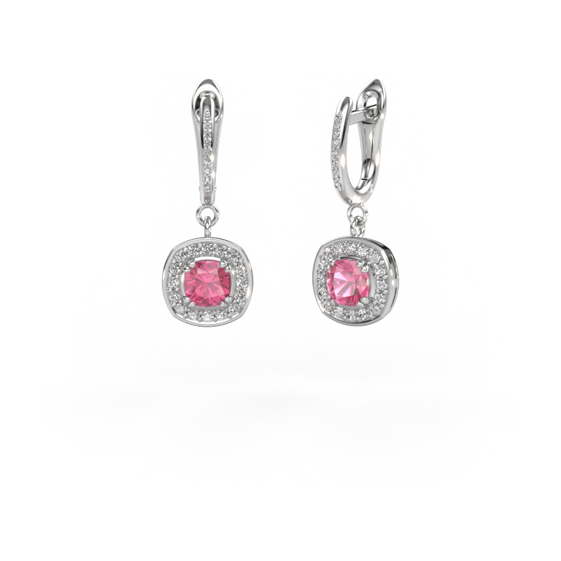 Image of Drop earrings Marlotte 2 950 platinum Pink sapphire 5 mm