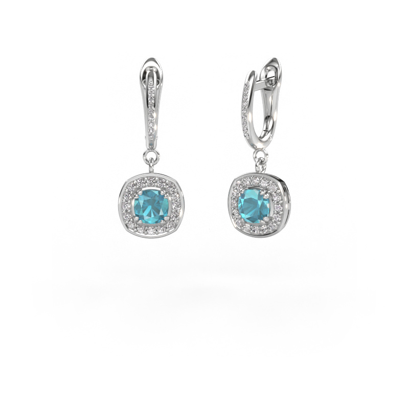 Image de Pendants d'oreilles Marlotte 2 950 platine Topaze bleue 5 mm