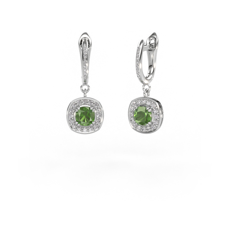 Image of Drop earrings Marlotte 2 950 platinum Tourmaline green 5 mm