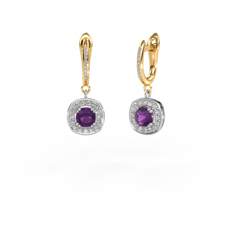 Image of Drop earrings Marlotte 2 585 white gold Amethyst 5 mm
