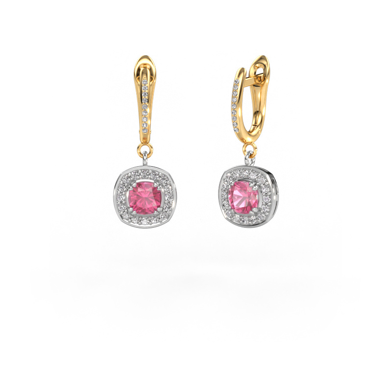 Image of Drop earrings Marlotte 2 585 white gold Pink sapphire 5 mm