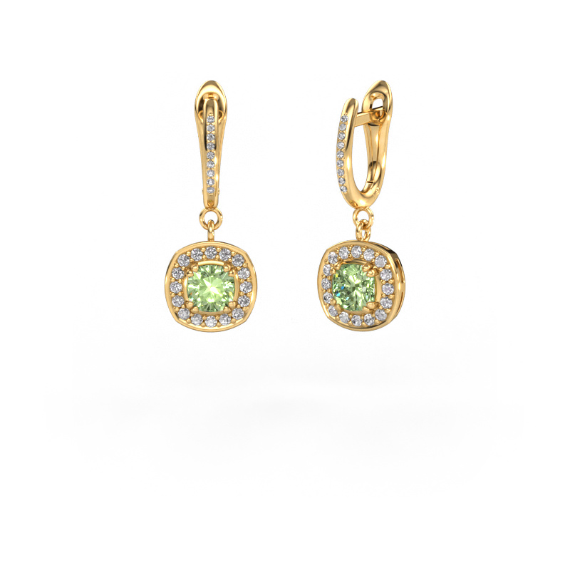 Image of Drop earrings Marlotte 2 585 gold Green lab grown diamond 5 mm