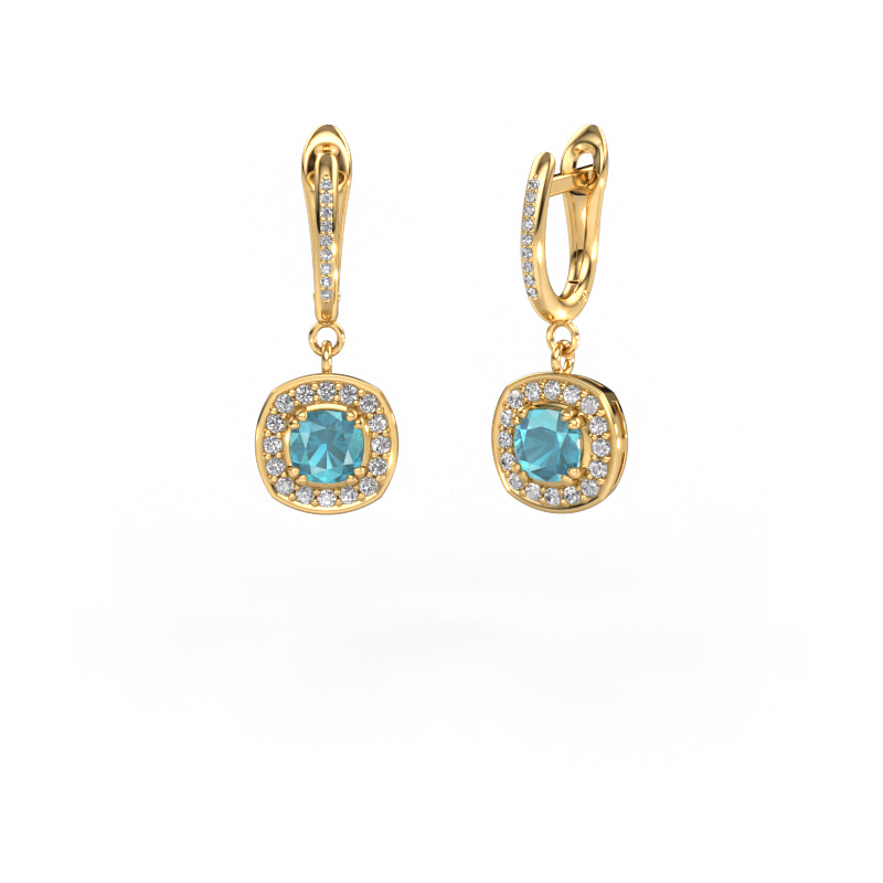 Image of Drop earrings Marlotte 2 585 gold Blue topaz 5 mm
