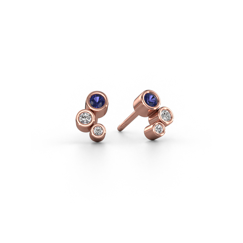 Image de Clous d'oreilles Marlys 585 or rose Saphir 2.5 mm