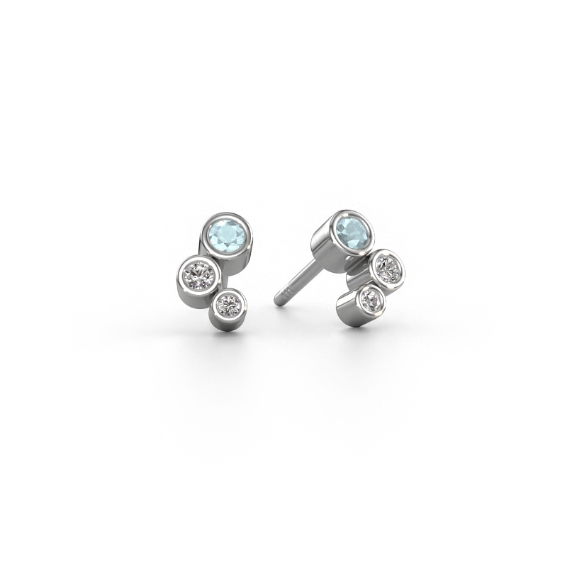 Image of Stud earrings Marlys 585 white gold Aquamarine 2.5 mm