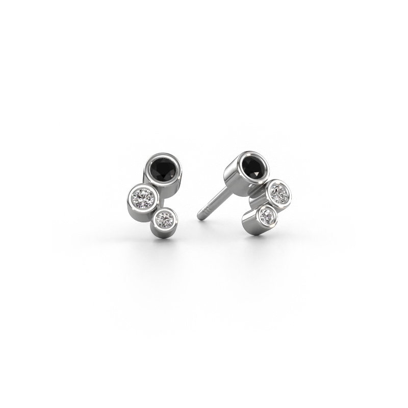Image de Clous d'oreilles Marlys 585 or blanc Diamant noir 0.234 crt