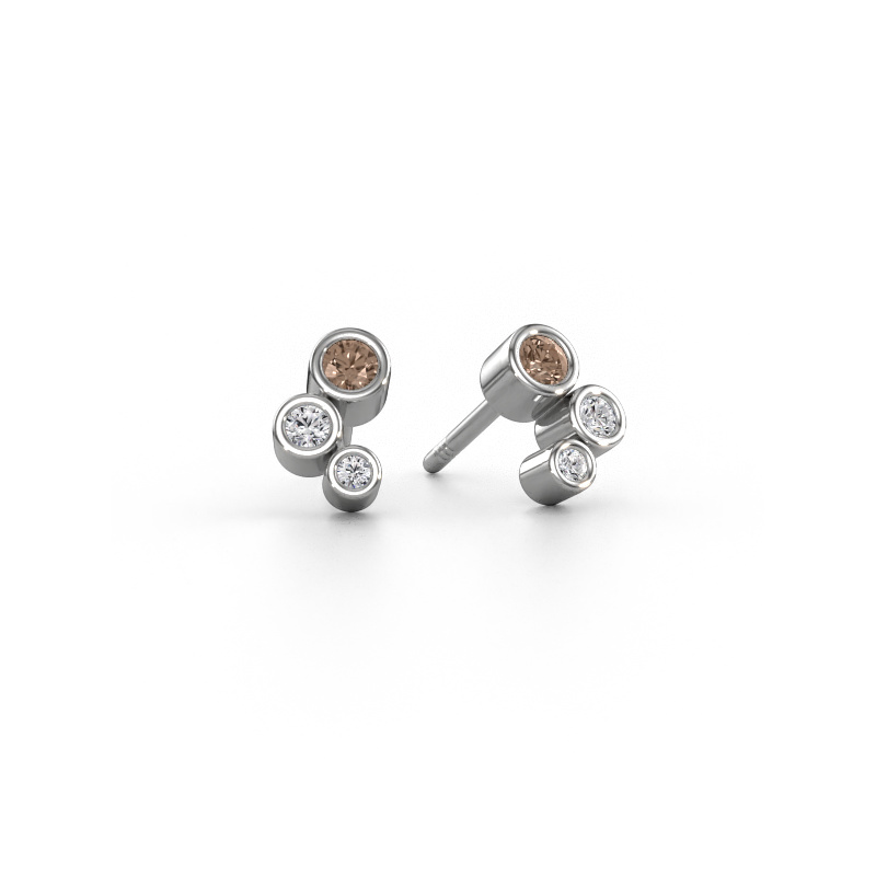 Image of Stud earrings Marlys 585 white gold Brown diamond 0.21 crt