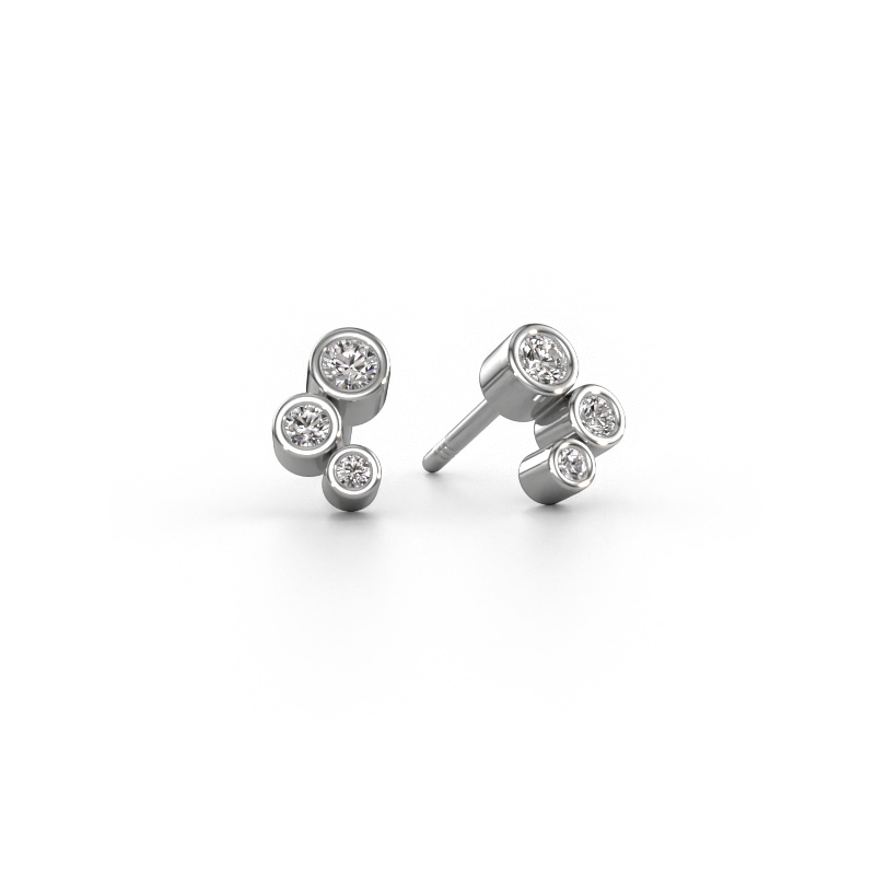 Image de Clous d'oreilles Marlys 585 or blanc Diamant 0.21 crt