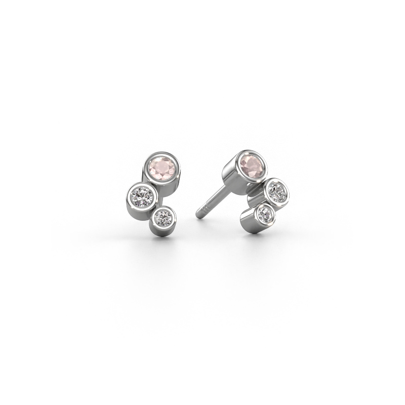 Image of Stud earrings Marlys 585 white gold Morganite champagne 2.5 mm