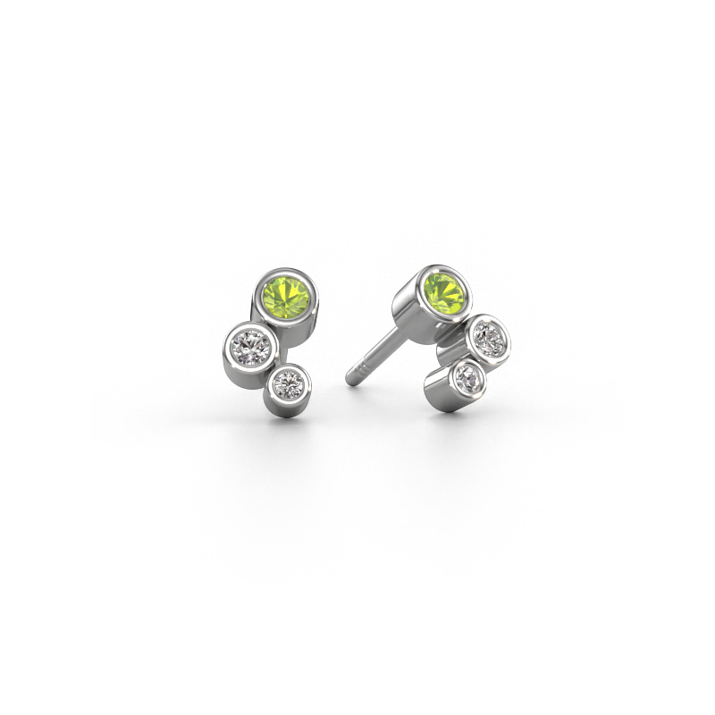 Image de Clous d'oreilles Marlys 585 or blanc Péridot 2.5 mm