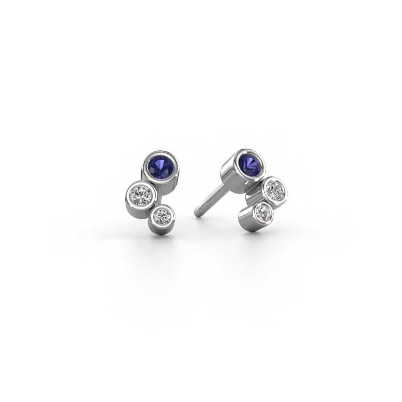 Image of Stud earrings Marlys 585 white gold Sapphire 2.5 mm
