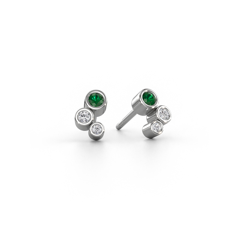Image of Stud earrings Marlys 585 white gold Emerald 2.5 mm