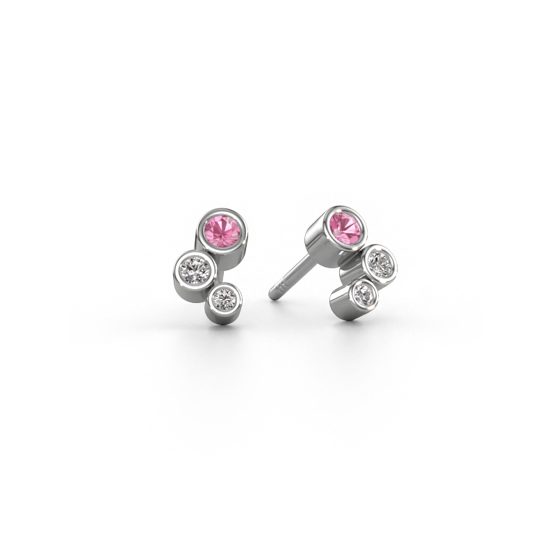 Image of Stud earrings Marlys 585 white gold Pink sapphire 2.5 mm