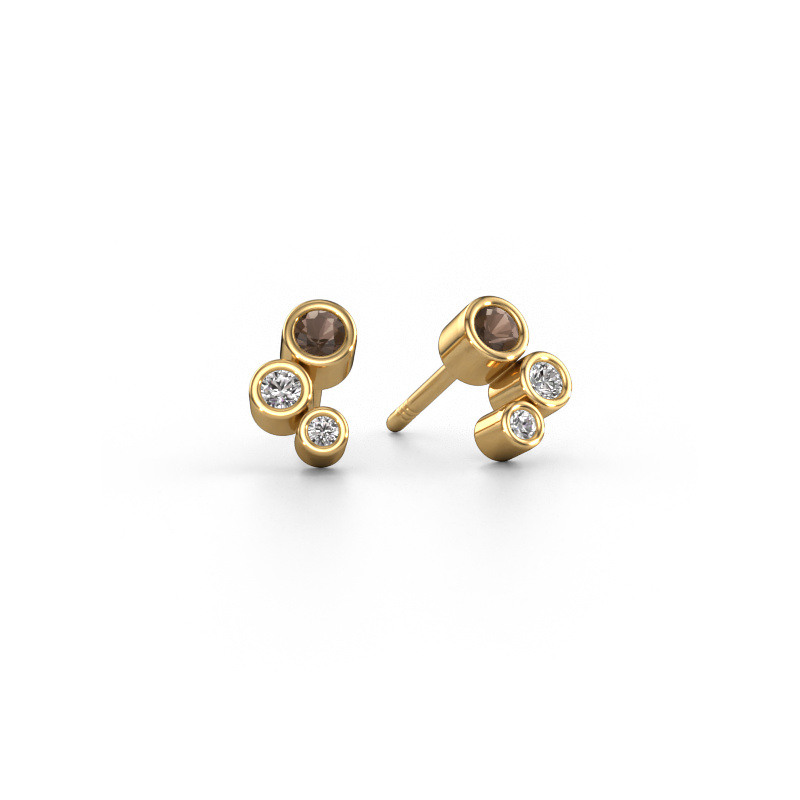 Image de Clous d'oreilles Marlys 585 or jaune Quartz fumé 2.5 mm