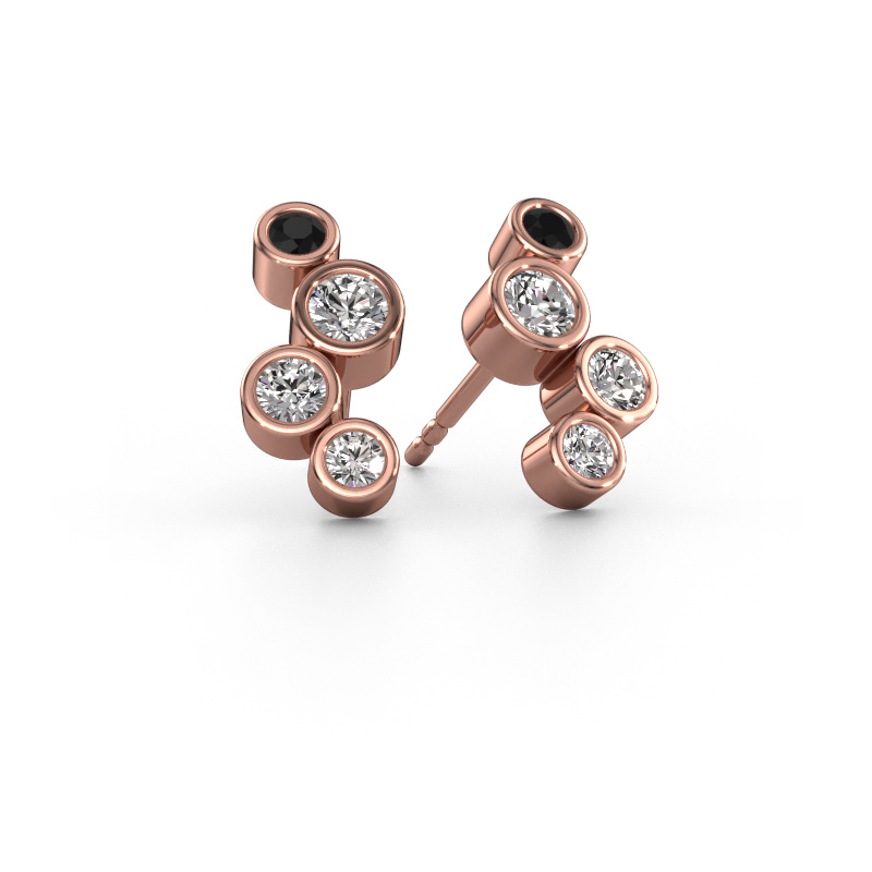 Image of Stud earrings Marlys 2 585 rose gold Black diamond 0.824 crt