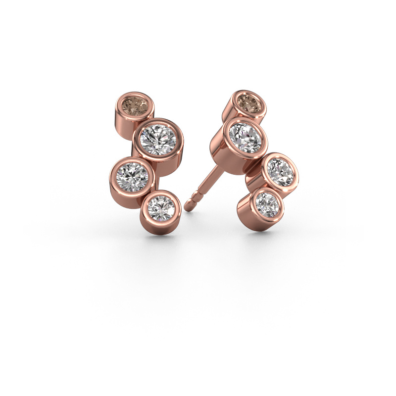 Image of Stud earrings Marlys 2 585 rose gold Brown diamond 0.800 crt